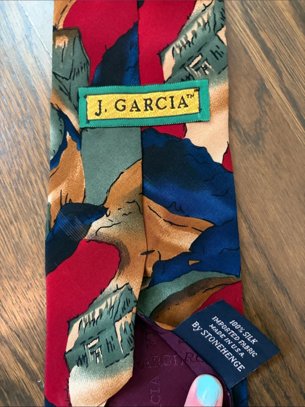J. Garcia Multicolor Abstract Pattern Tie - Red, Gold, Blue